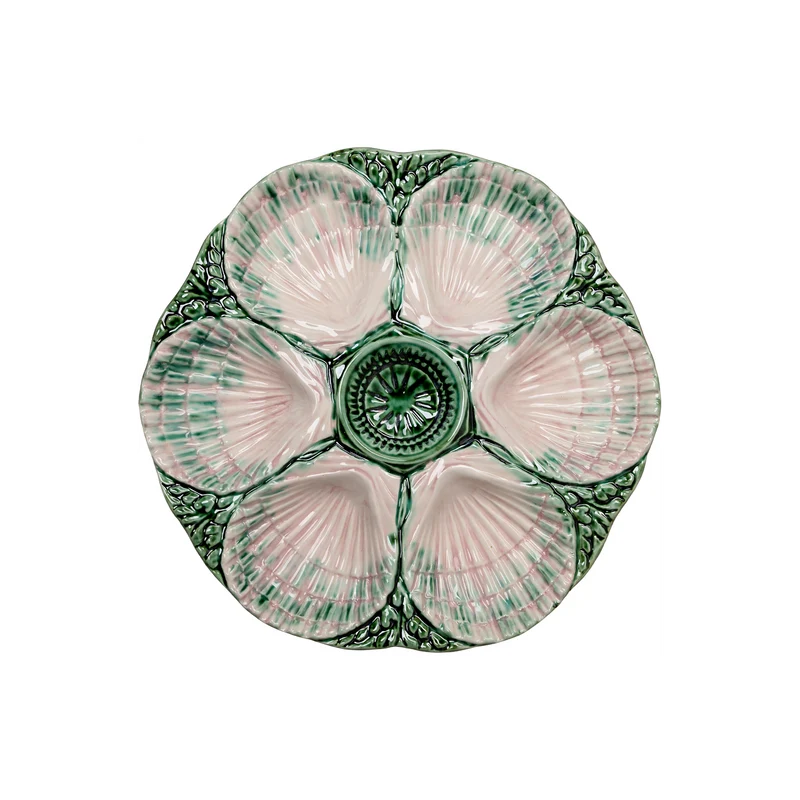 NOLA Oyster Plate, Green & Pink