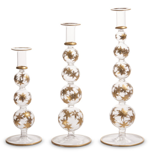14.25" GOLD ETCHED SNOWFLAKE CANDLE STICKS