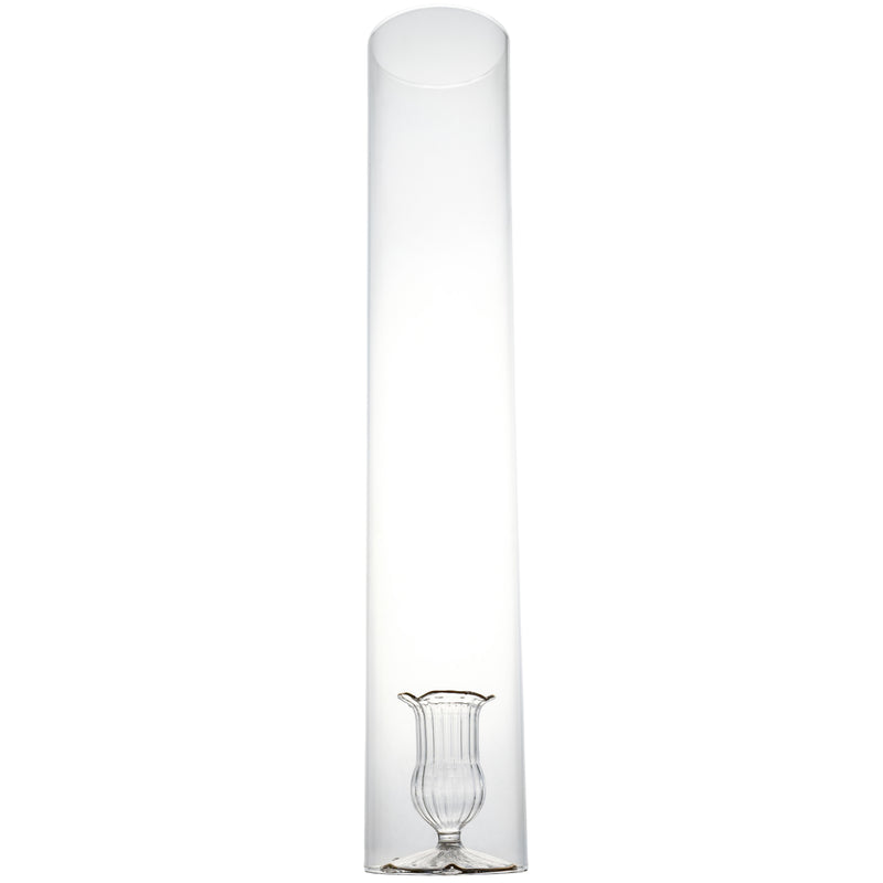 2 Piece Candleholder, Clear with Gold Trim Candleholder and Clear Cylinder