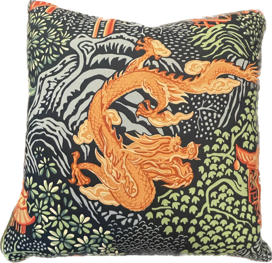 NAVY DRAGON PILLOW
