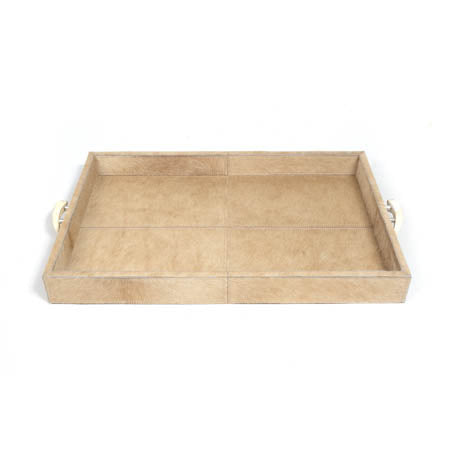 CREAM COW HIDE TRAY / WARTHOG TUSK HANDLES