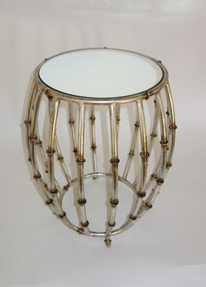 Antique Silver Bamboo Drum Table