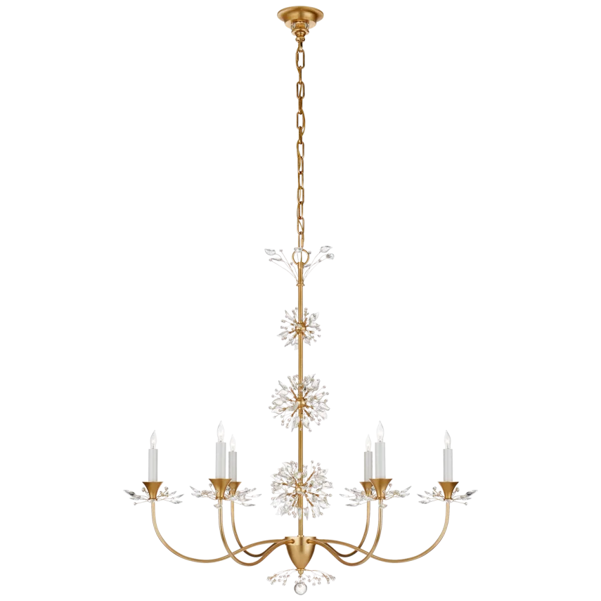 Aspra Medium Chandelier in Gild with Crystal Trim