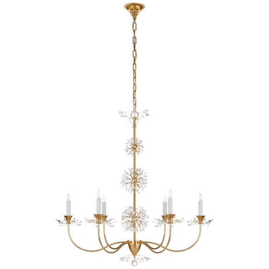 Aspra Medium Chandelier in Gild with Crystal Trim