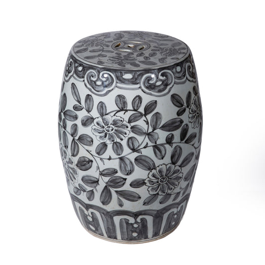 Black Peony Vine Village Garden Stool