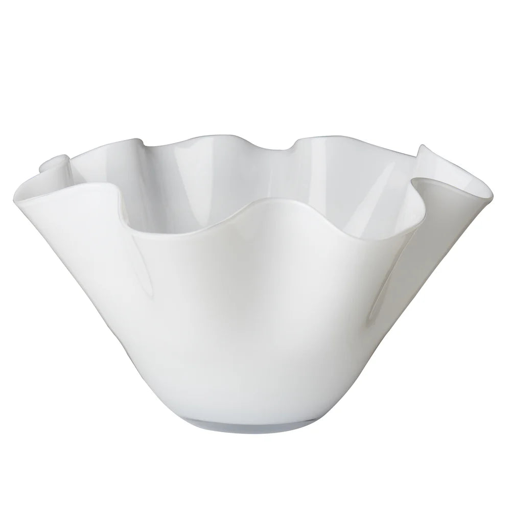 Large White Bowl with Wavy Top