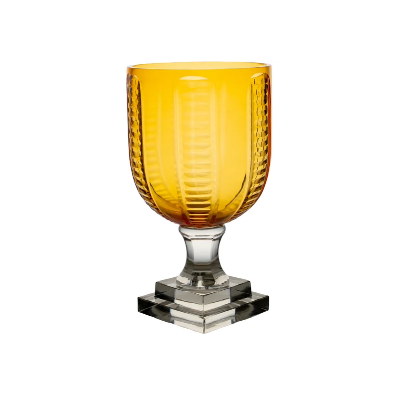 Glass Hurricane, Amber Top Clear Base