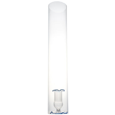 2 Piece, Clear with Blue Trim Candleholder and Clear Cylinder