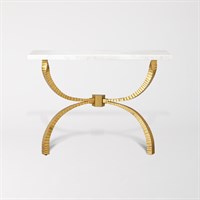 TETON CONSOLE-GOLD W/WHITE MARBLE TOP