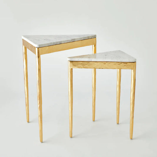 Mowry S/2 Triangular Nesting Tables-Gold Leaf