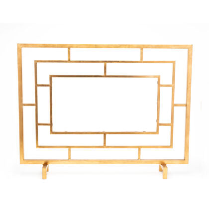 Antique Gold Glass Panel Firescreen