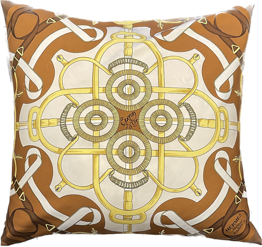 HERMÈS Vintage Eperon d'Or Silk Scarf Pillow