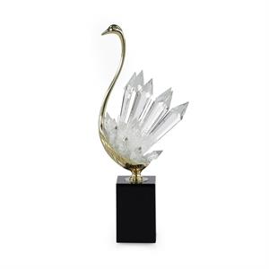 Crystalline Bird Sculpture on Black Base, Large