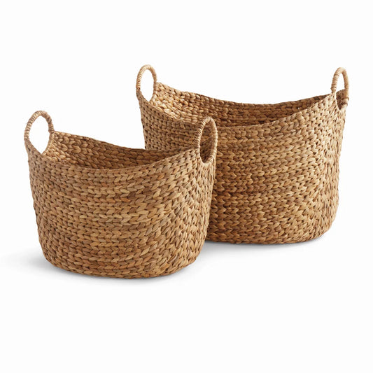 JOSETTE WATER HYACINTH BASKETS WITH HANDLES, SET OF 2
