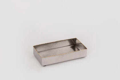 Frosted Nickle with Gold Trimmed Rectangular Napkin Tray