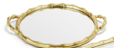 Golden Bamboo Mirror Decorative Tray, Round