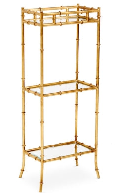 Antique Gold Bamboo 3 Tier Curio
