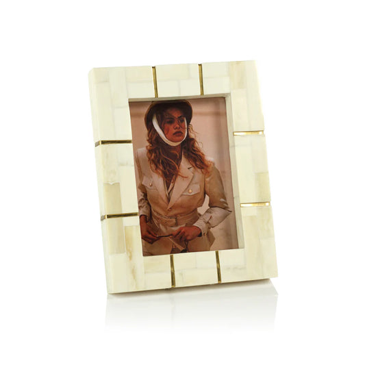 St. Ives Bone Inlaid Photo Frame with Brass Trim - Natural - 5x7