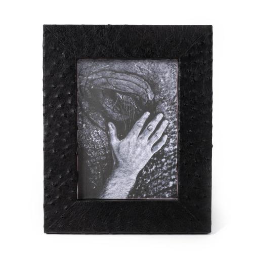 OSTRICH LEATHER PHOTO FRAME - BLACK