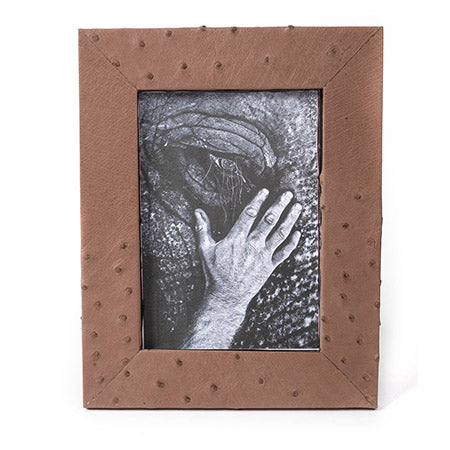 OSTRICH LEATHER PHOTO FRAME - BROWN