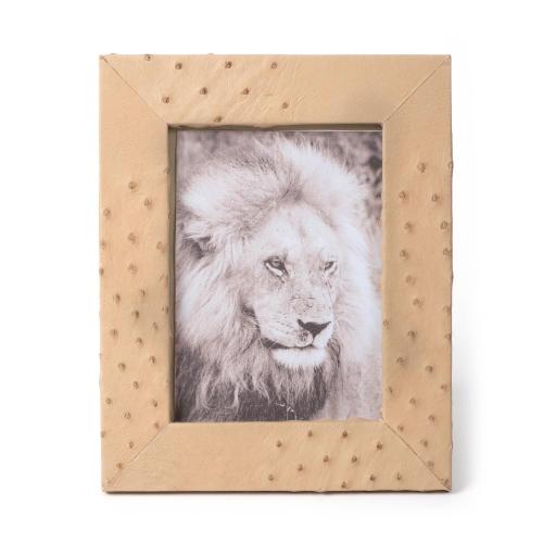 OSTRICH LEATHER PHOTO FRAME - CREAM