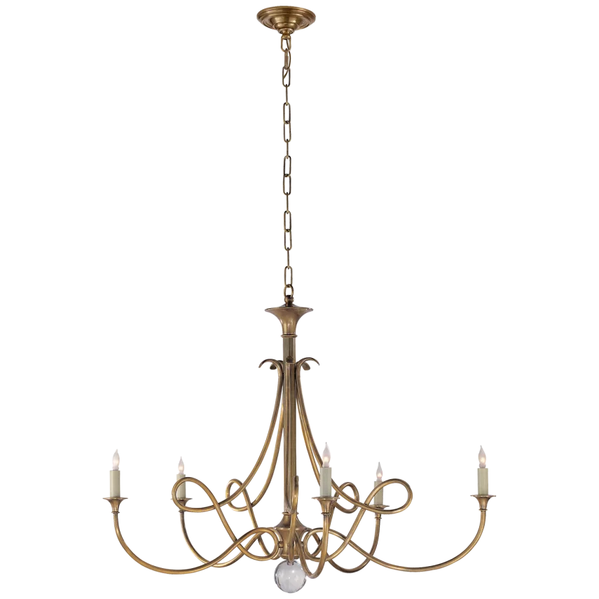 Double Twist Large Chandelier in Hand-Rubbed Antique Brass