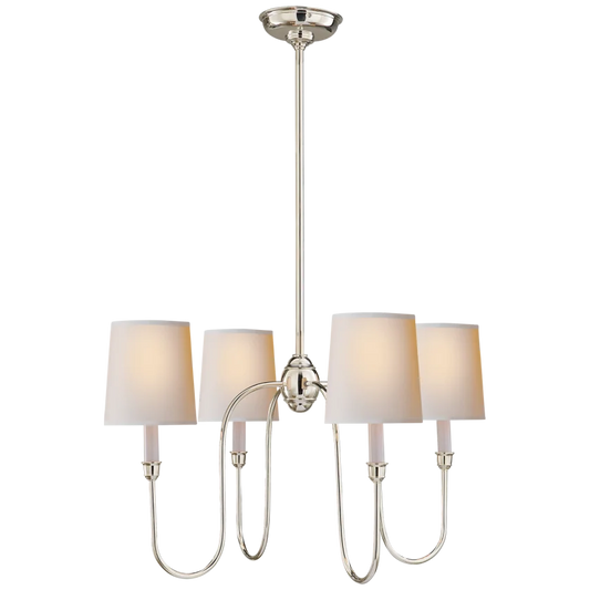 Vendome Small Chandelier in Polished Nickel with Linen Shades
